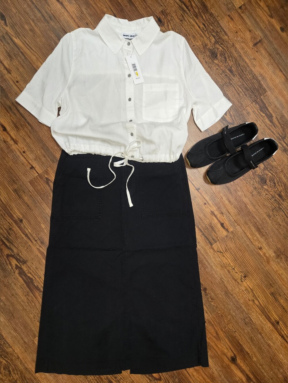 Levi's cinched long black skirt 8/29 nwt pockets adj. waist split so cute goth - Picture 10 of 15